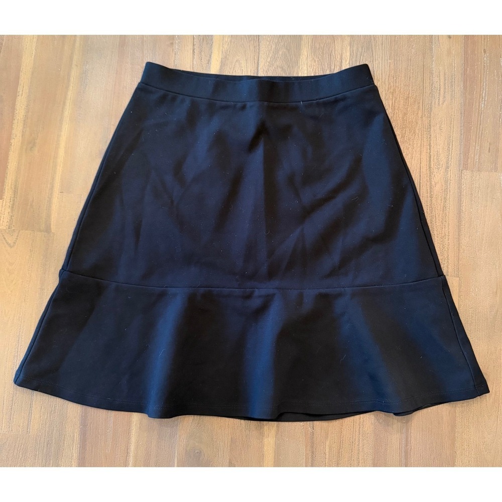 Loft Womens Black Flounce Hem Ponte Mini Skirt Size XS Elastic Waist Ruffle